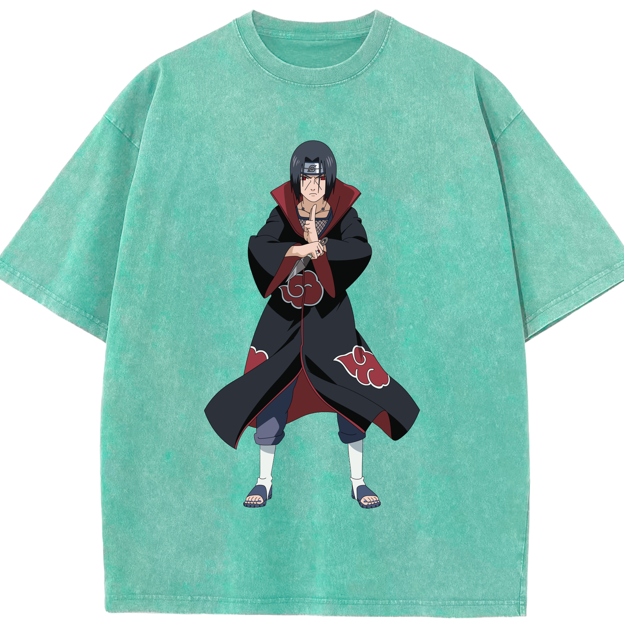 （画像用） NARUTO -ナルト- うちは イタチ Uchiha Itachi 綿100% ヴィンテージ風 半袖Tシャツ（フロントプリント）